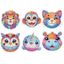 Load image into Gallery viewer, 6Pcs Acrylic Animal Head Diamond Painting Art Fridge Magnet for Adults Beginners