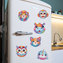 Load image into Gallery viewer, 6Pcs Acrylic Animal Head Diamond Painting Art Fridge Magnet for Adults Beginners