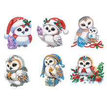 Load image into Gallery viewer, 6Pcs Acrylic Christmas Owl Diamond Painting Art Fridge Magnet for Adults