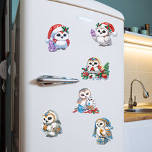 Load image into Gallery viewer, 6Pcs Acrylic Christmas Owl Diamond Painting Art Fridge Magnet for Adults