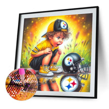 Load image into Gallery viewer, Diamond Painting - Full Round - Boy and Pittsburgh Steelers helmet (40*40CM)