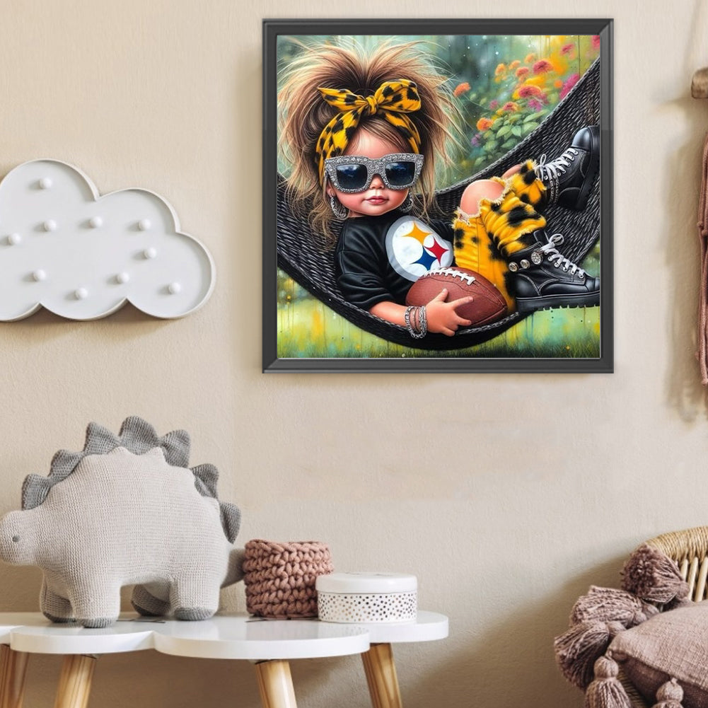 Diamond Painting - Full Round - Girl and Pittsburgh Steelers (40*40CM)