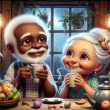 Load image into Gallery viewer, Diamond Painting - Full Round - Drink Grandpa and grandma with hot drinks (40*40CM)