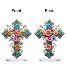 Load image into Gallery viewer, Acrylic Special Shape Cross Flower DIY Diamond Painting Desktop Ornaments