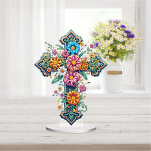Load image into Gallery viewer, Acrylic Special Shape Cross Flower DIY Diamond Painting Desktop Ornaments