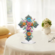 Load image into Gallery viewer, Acrylic Special Shape Cross Flower DIY Diamond Painting Desktop Ornaments