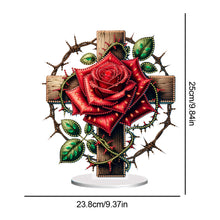 Load image into Gallery viewer, Acrylic Special Shape Cross Rose DIY Diamond Painting Desktop Ornaments