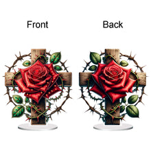 Load image into Gallery viewer, Acrylic Special Shape Cross Rose DIY Diamond Painting Desktop Ornaments