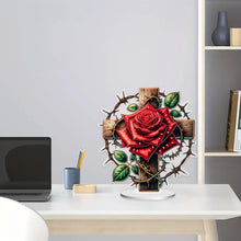 Load image into Gallery viewer, Acrylic Special Shape Cross Rose DIY Diamond Painting Desktop Ornaments