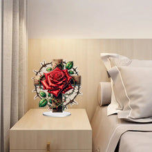 Load image into Gallery viewer, Acrylic Special Shape Cross Rose DIY Diamond Painting Desktop Ornaments