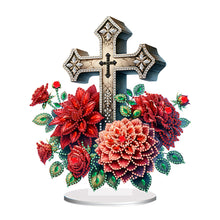 Load image into Gallery viewer, Acrylic Special Shape Cross Flower DIY Diamond Painting Desktop Ornaments