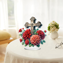Load image into Gallery viewer, Acrylic Special Shape Cross Flower DIY Diamond Painting Desktop Ornaments