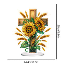 Load image into Gallery viewer, Acrylic Special Shape Cross Sunflower DIY Diamond Painting Desktop Ornaments