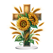 Load image into Gallery viewer, Acrylic Special Shape Cross Sunflower DIY Diamond Painting Desktop Ornaments