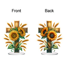 Load image into Gallery viewer, Acrylic Special Shape Cross Sunflower DIY Diamond Painting Desktop Ornaments