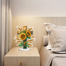 Load image into Gallery viewer, Acrylic Special Shape Cross Sunflower DIY Diamond Painting Desktop Ornaments