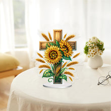 Load image into Gallery viewer, Acrylic Special Shape Cross Sunflower DIY Diamond Painting Desktop Ornaments