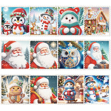 Load image into Gallery viewer, 12Pcs Christmas Diamond Daily Wish Card Santa Claus Penguin for Adults Beginners