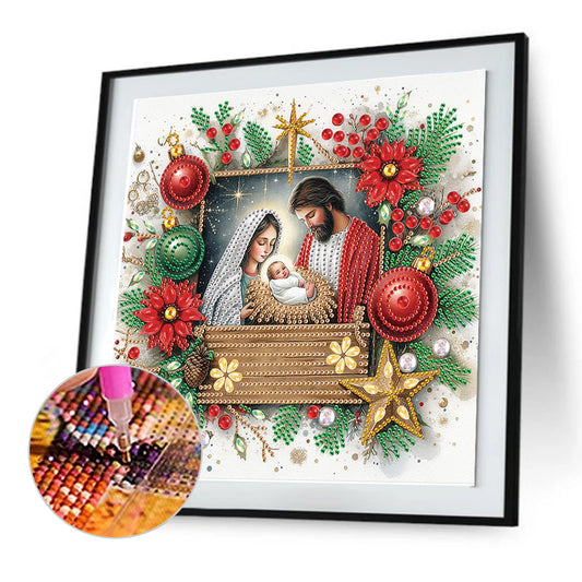 Diamond Painting - Partial Special Shaped - Christmas Jesus Mother (30*30CM)