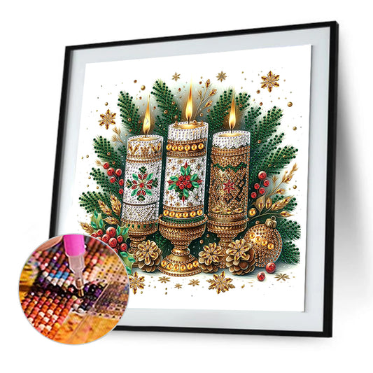 Diamond Painting - Partial Special Shaped - Christmas atmosphere candles (30*30CM)