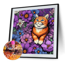 Load image into Gallery viewer, Diamond Painting - Full Round - Purple orange cat (40*40CM)