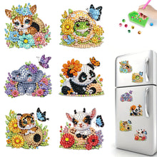 Load image into Gallery viewer, 6Pcs Acrylic Animals And Flowers Diamond Art Fridge Magnet for Car Mailbox Decor