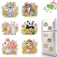 Load image into Gallery viewer, 6Pcs Acrylic Animals And Flowers Diamond Art Fridge Magnet for Car Mailbox Decor