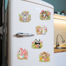 Load image into Gallery viewer, 6Pcs Acrylic Animals And Flowers Diamond Art Fridge Magnet for Car Mailbox Decor