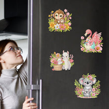 Load image into Gallery viewer, 6Pcs Acrylic Animals And Flowers Diamond Art Fridge Magnet for Car Mailbox Decor