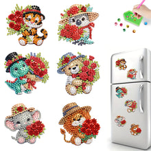 Load image into Gallery viewer, 6Pcs Acrylic Animals And Flowers Diamond Art Fridge Magnet for Car Mailbox Decor