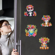 Load image into Gallery viewer, 6Pcs Acrylic Animals And Flowers Diamond Art Fridge Magnet for Car Mailbox Decor