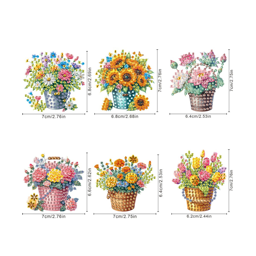 6Pcs Acrylic Animals And Flowers Diamond Art Fridge Magnet for Car Mailbox Decor