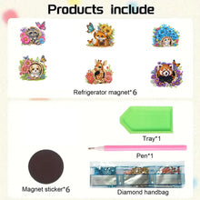 Load image into Gallery viewer, 6Pcs Acrylic Animals And Flowers Diamond Art Fridge Magnet for Car Mailbox Decor