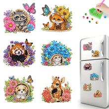 Load image into Gallery viewer, 6Pcs Acrylic Animals And Flowers Diamond Art Fridge Magnet for Car Mailbox Decor