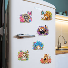 Load image into Gallery viewer, 6Pcs Acrylic Animals And Flowers Diamond Art Fridge Magnet for Car Mailbox Decor
