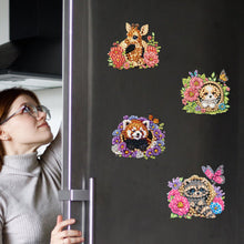 Load image into Gallery viewer, 6Pcs Acrylic Animals And Flowers Diamond Art Fridge Magnet for Car Mailbox Decor