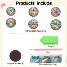 Load image into Gallery viewer, 6Pcs Acrylic Animals And Flowers Diamond Art Fridge Magnet for Car Mailbox Decor