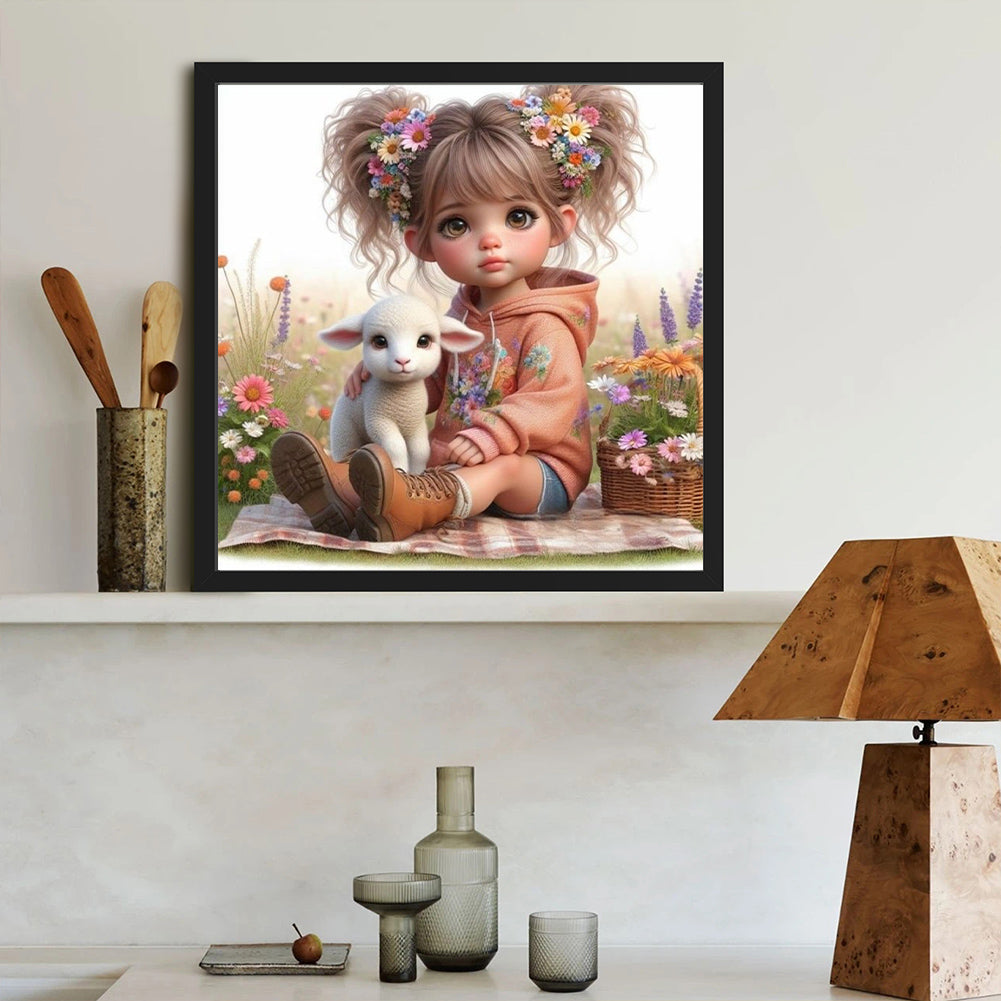 Diamond Painting - Full Round - Big eyes cute girl (40*40CM)