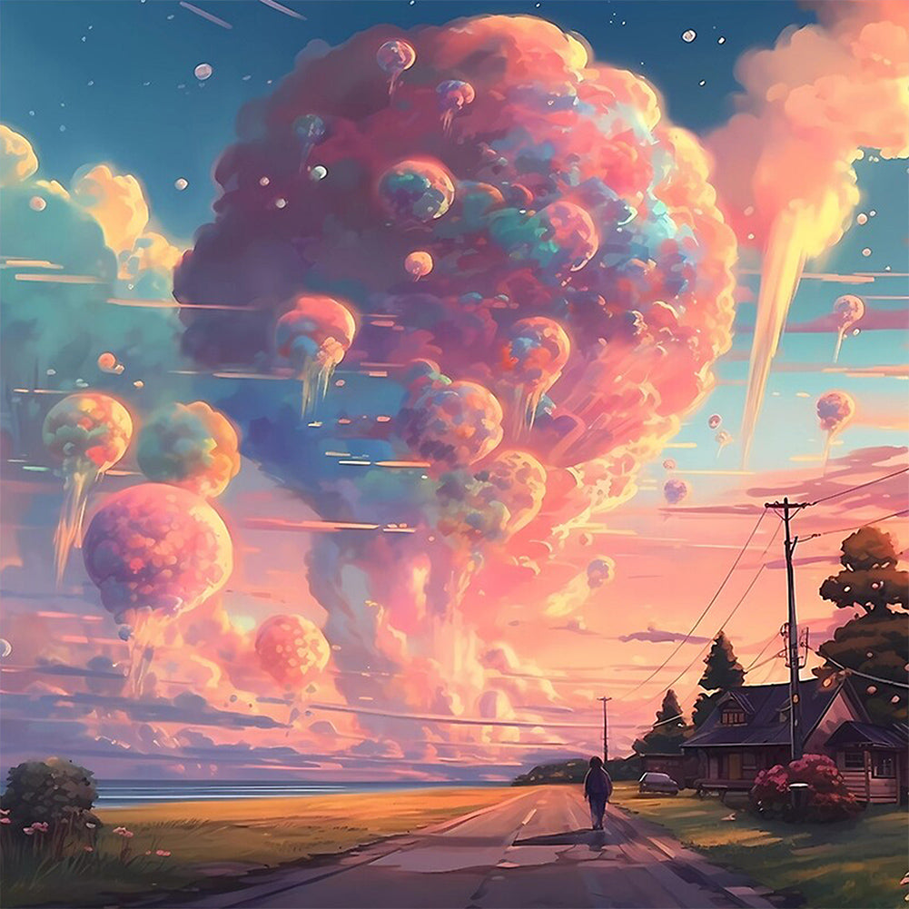 AB Diamond Painting - Full Round - Pink clouds (40*40CM)