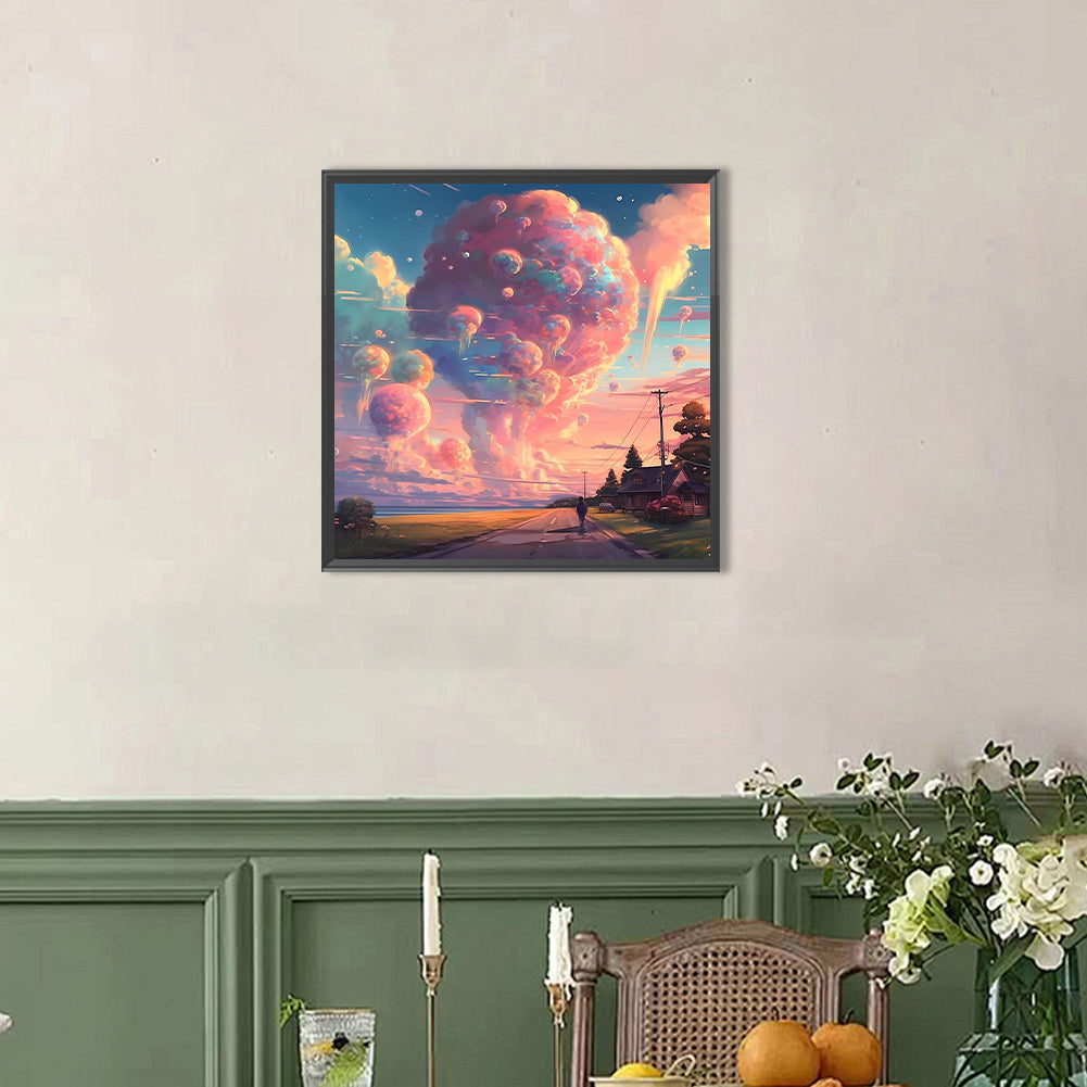 AB Diamond Painting - Full Round - Pink clouds (40*40CM)