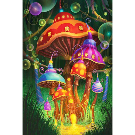 AB Diamond Painting - Full Round - Colorful mushroom house (40*60CM)