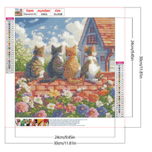Load image into Gallery viewer, Diamond Painting - Full Round - House with four cats background (30*30CM)