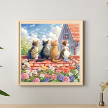 Load image into Gallery viewer, Diamond Painting - Full Round - House with four cats background (30*30CM)