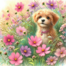 Load image into Gallery viewer, Diamond Painting - Full Round - Dog in daisy field (30*30CM)