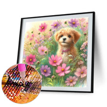 Load image into Gallery viewer, Diamond Painting - Full Round - Dog in daisy field (30*30CM)