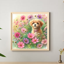 Load image into Gallery viewer, Diamond Painting - Full Round - Dog in daisy field (30*30CM)
