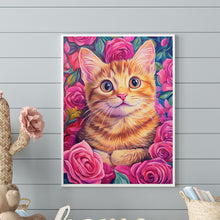Load image into Gallery viewer, Diamond Painting - Full Round - Rose orange cat (30*40CM)