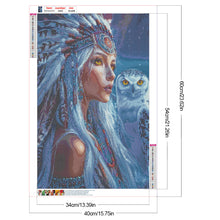 Load image into Gallery viewer, Diamond Painting - Full Round - Indian woman white owl (40*60CM)
