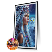Load image into Gallery viewer, Diamond Painting - Full Round - Indian woman white owl (40*60CM)