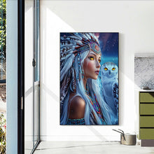 Load image into Gallery viewer, Diamond Painting - Full Round - Indian woman white owl (40*60CM)